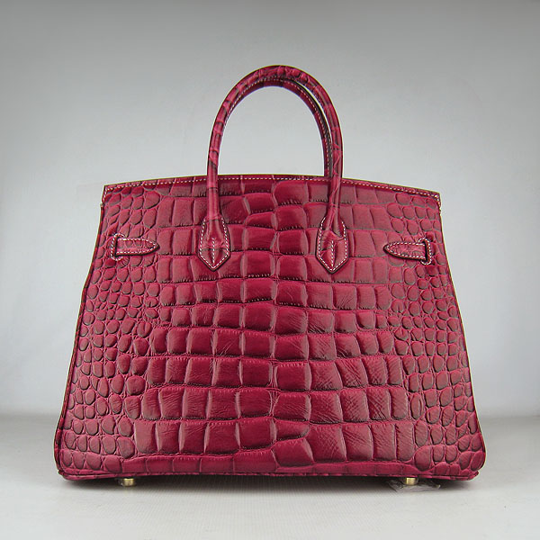 High Quality Fake Hermes Birkin 35CM Crocodile Veins Leather Bag Wine 6089 - Click Image to Close